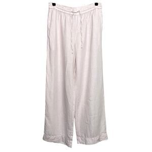 Tommy Bahama 100% Linen Baby Pink Wide Leg High Rise Trouser Pants Size XS